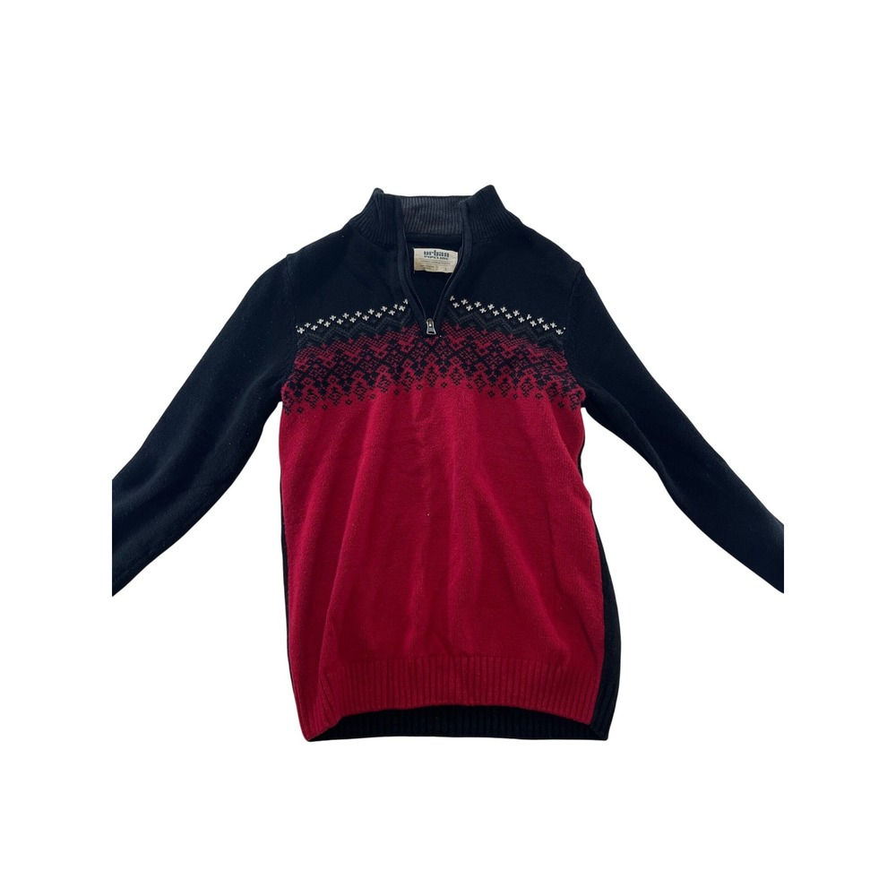 Urban Pipeline Boys Size L Black Red Quarter Zip Sweater Knit Pullover‎